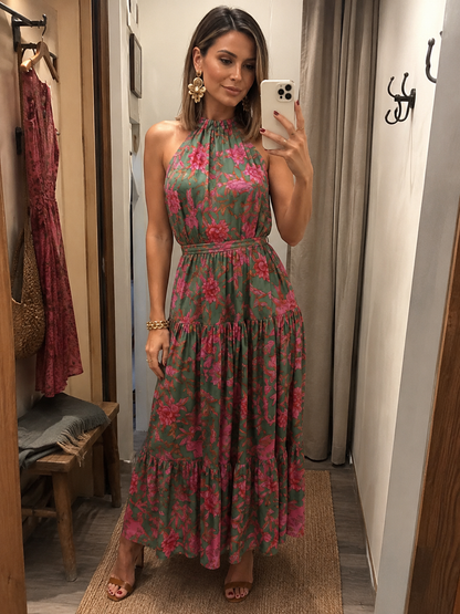 Elara - Robe midi dos nu drapée