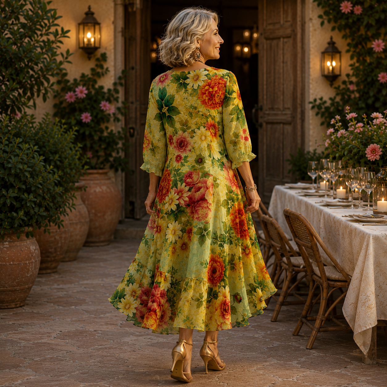 Janessa - Robe midi fleurie au charme naturel